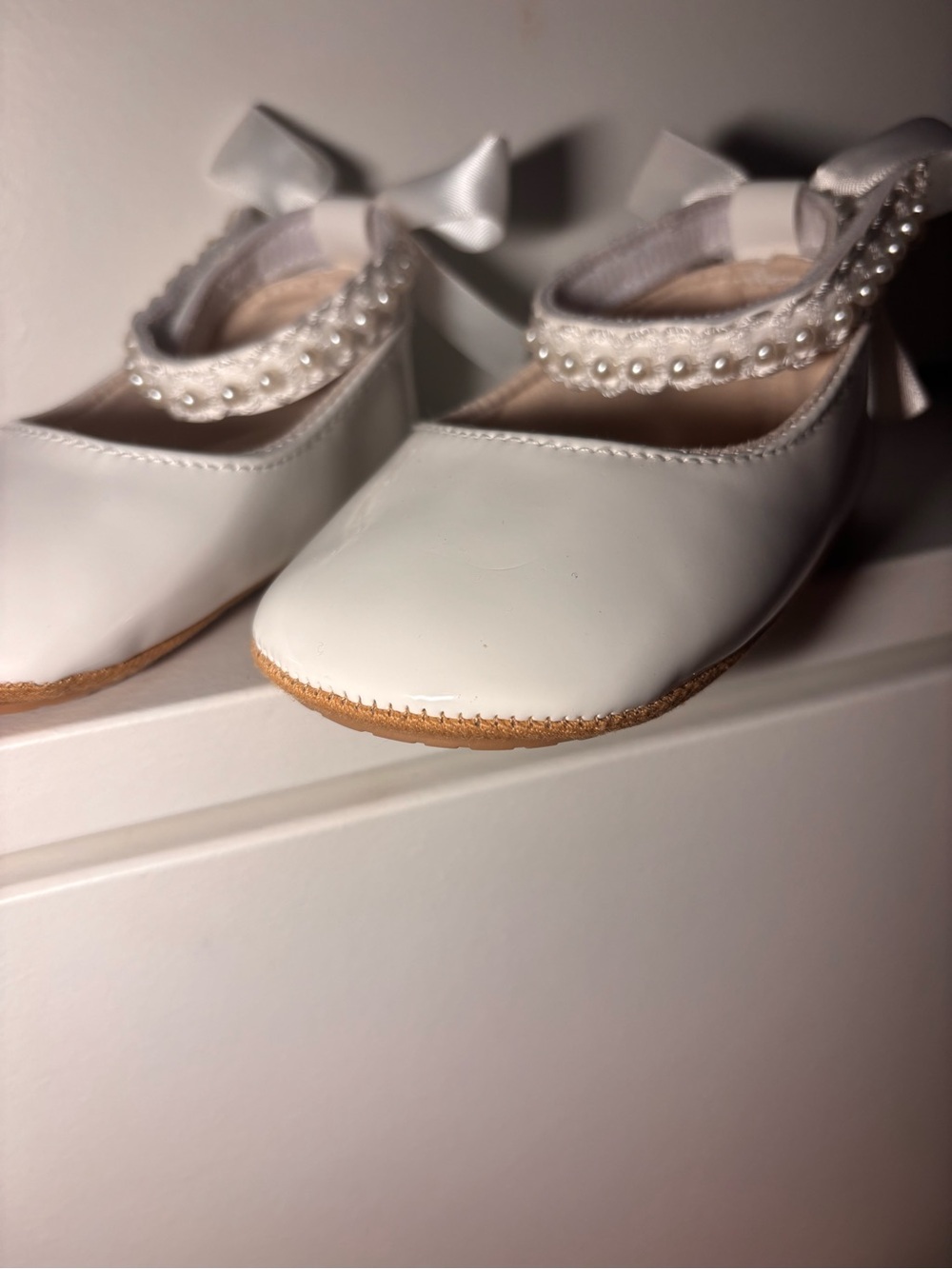 White Pearl-Trim Girls' Mary Jane Shoes
